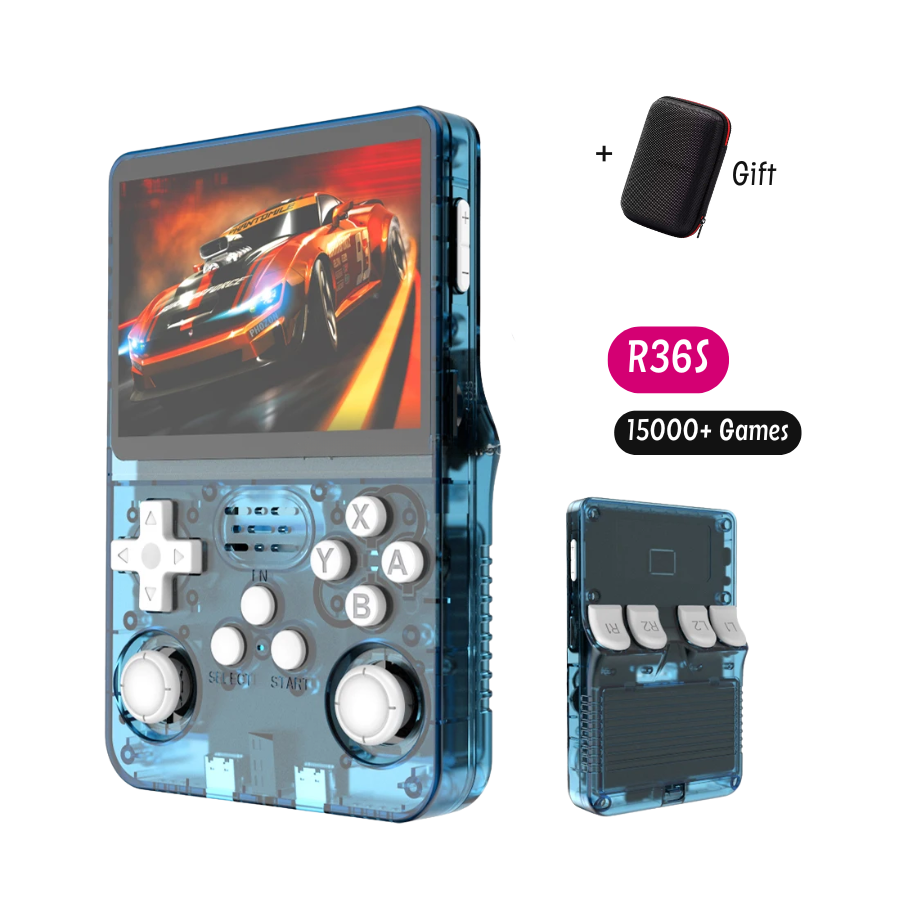 Retro Dual Chip Φορητή Κονσόλα R36S, 64GB 15.000 Παιχνίδια, Οθόνη IPS 3.5", ArKOS 2.0, Lake Blue