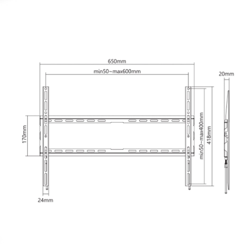 Sbox Fixed Wall Mount 37' 80' Vesa Max 600x400