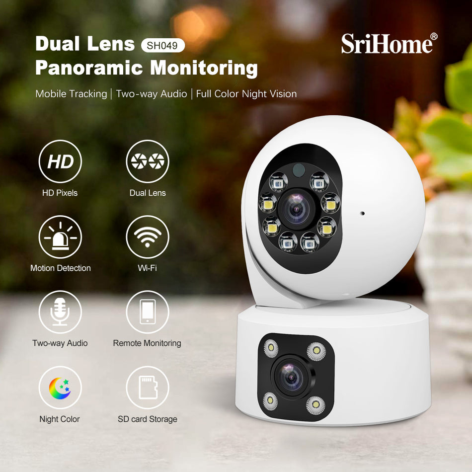 SRIHOME 4MP HD DOUBLE OBJECTIF PANORAMIQUE PTZ