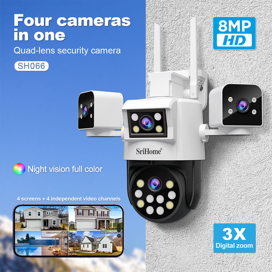 CAMÉRA DE SÉCURITÉ PTZ À QUATRE OBJECTIFS 8MP SRIHOME