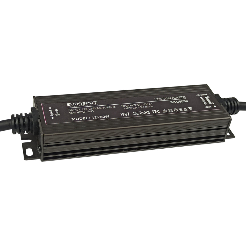 Eurospot Στεγανό IP67 Τροφοδοτικό Led Αλουμινίου 12V 60W