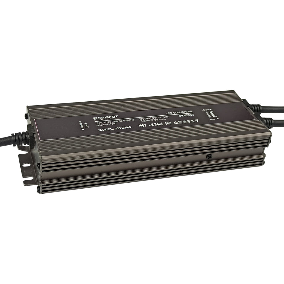 Eurospot Στεγανό IP67 Τροφοδοτικό Led Αλουμινίου 12V 200W