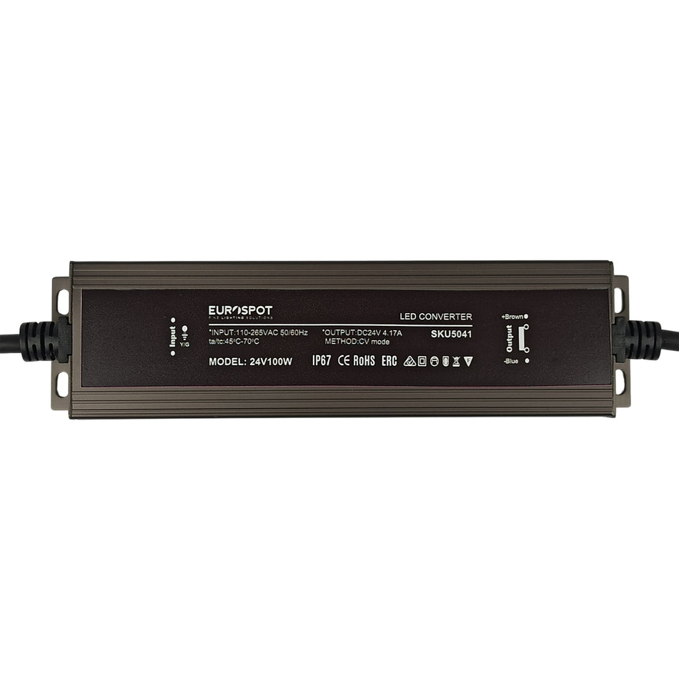 Eurospot Στεγανό IP67 Τροφοδοτικό Led Αλουμινίου 24V 100W