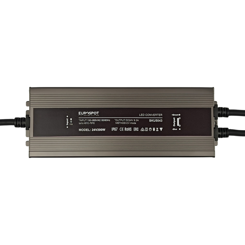 Eurospot Στεγανό IP67 Τροφοδοτικό Led Αλουμινίου 24V 200W