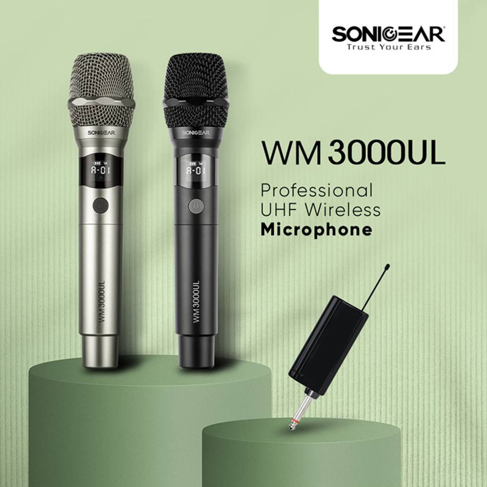 Sonicgear Professional Uhf Wireless Microphone Wm 3000 Ul Platinum