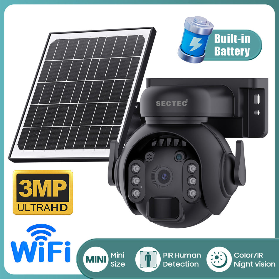 SECTEC smart ηλιακή κάμερα ST-515C-3M-5W-BK, 3MP, WiFi, SD, PTZ, IP65