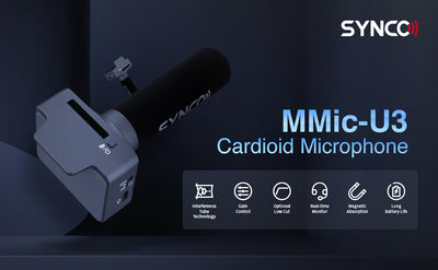 SYNCO μικρόφωνο SY-U3-MMIC με μαγνήτη, δυναμικό, καρδιοειδές, USB, μαύρο