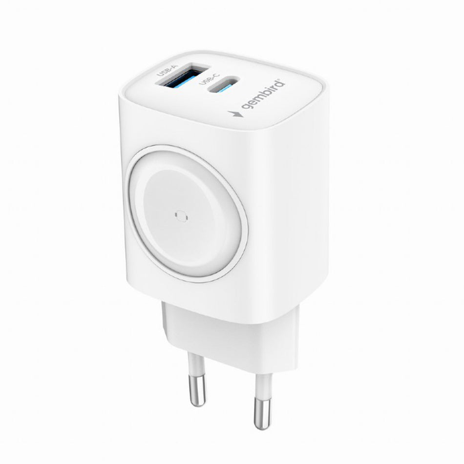 Gembird 2 In1 20 W Apple Watch & Phone Fast Charger White