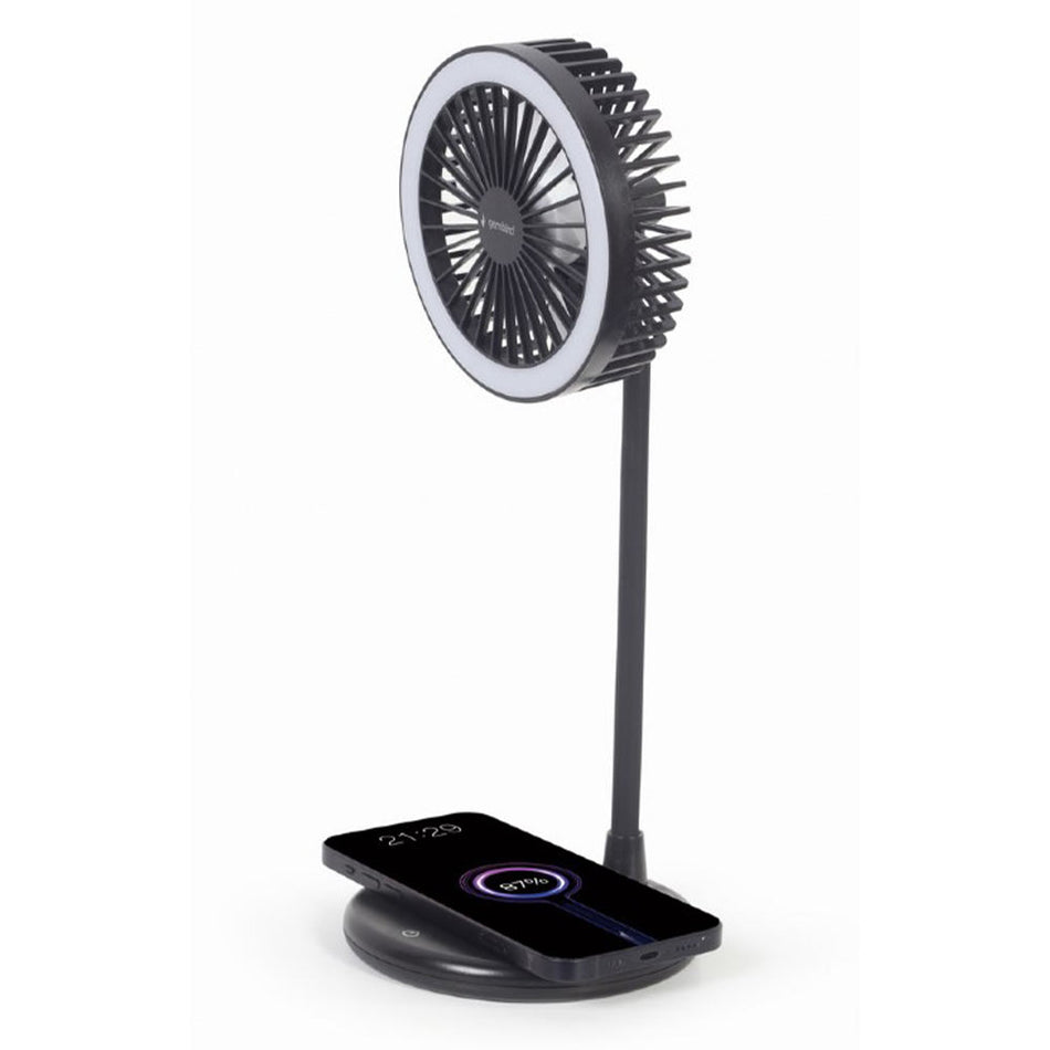 Gembird Desktop Fan With Led Lamp And Wireless Charger