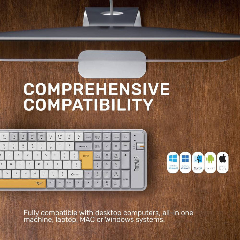 Alcatroz Bt5.3/2.4 G Multi Device Rechargeable Keyboard Tetriz Air 3 Summer White