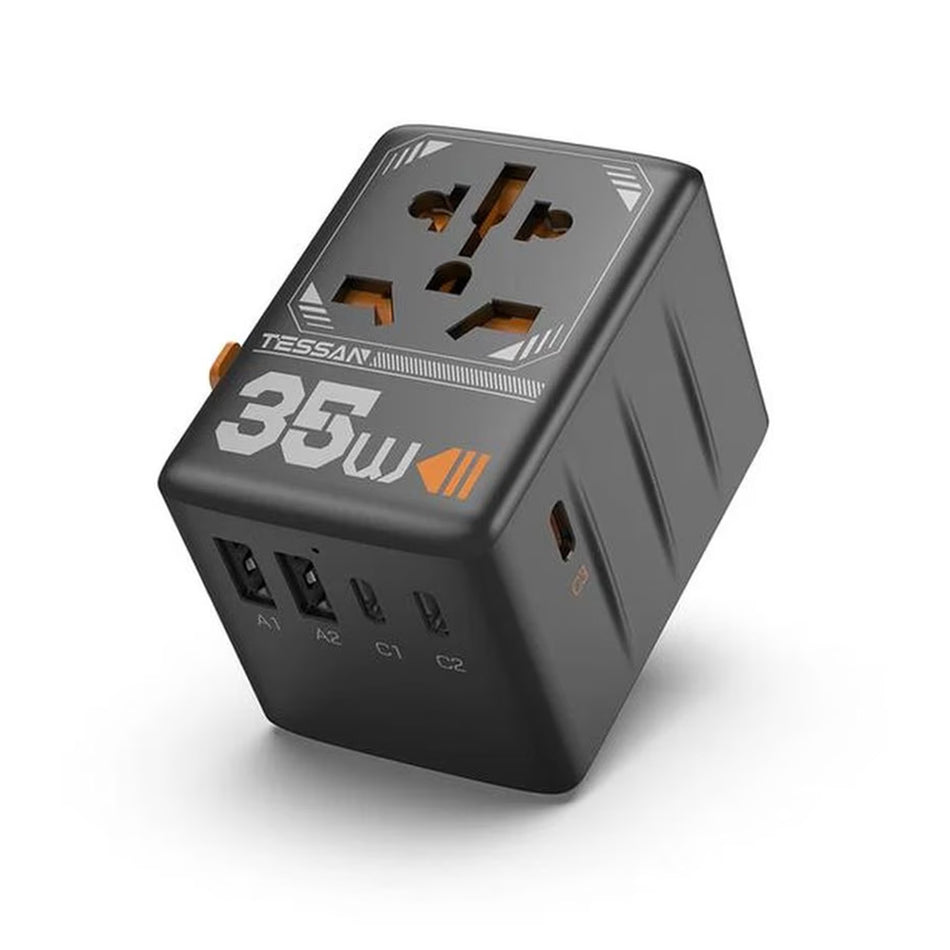 Tessan Universal Travel Adapter 2x Usb, 3x Type C Max 35 W