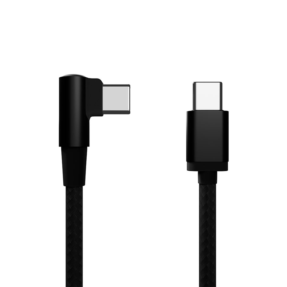 Cablexpert Angled Cotton Braided Usb Type C Male Male Charging & Data Cable 0.2 M Black