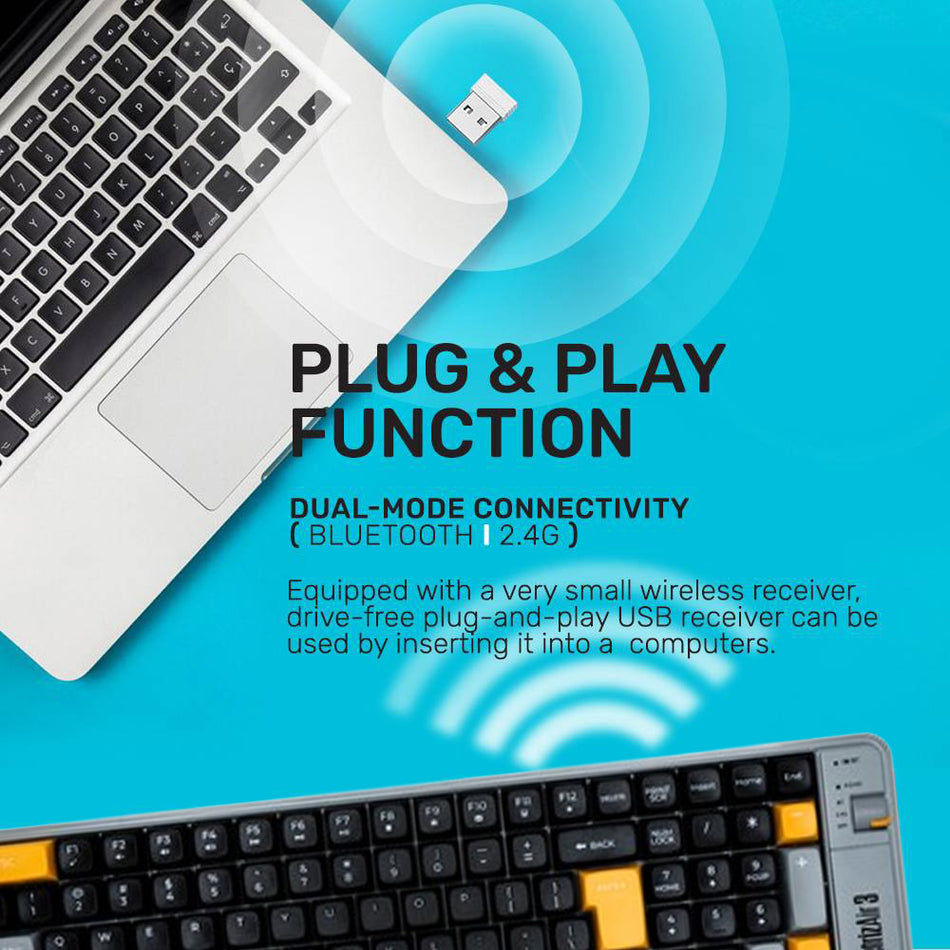 Alcatroz Bt5.3/2.4 G Multi Device Rechargeable Keyboard Tetriz Air 3 Autumn Black