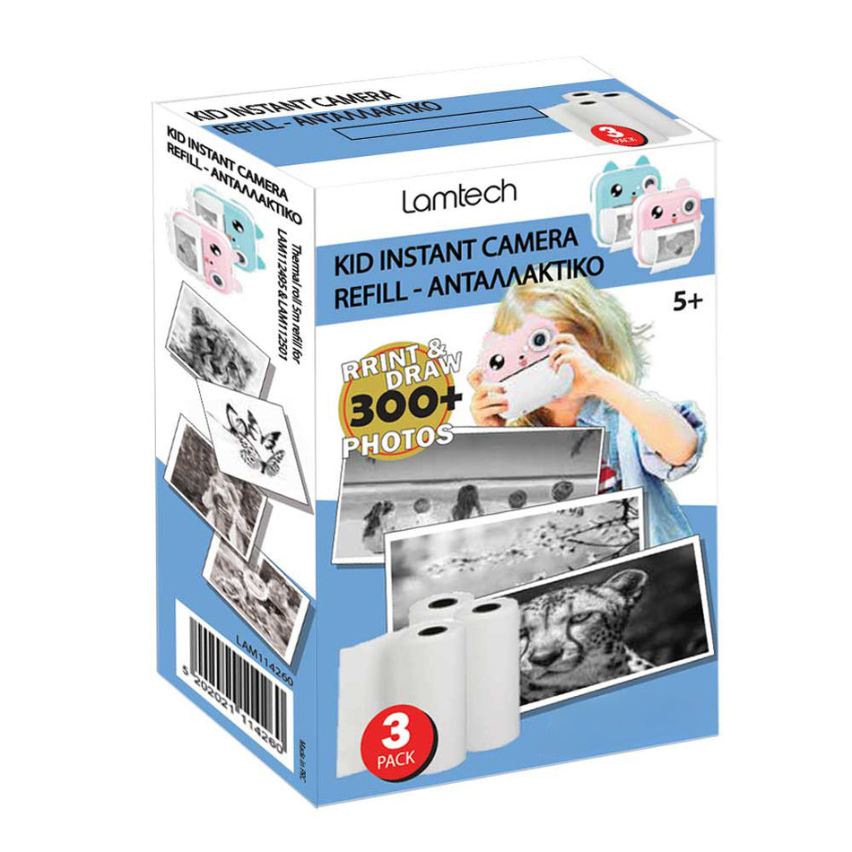 Lamtech 3 Pack Kid Instant Camera Refill 5 M For Lam114284 & Lam114291