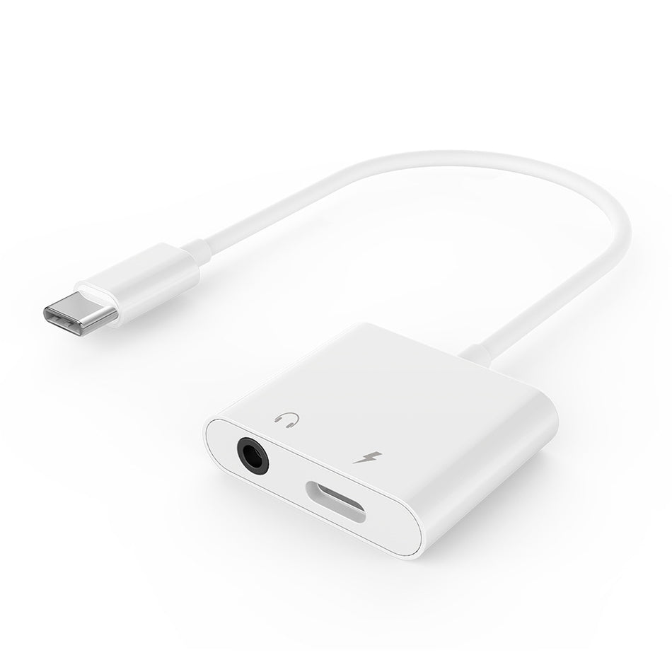 Cablexpert Usb Type C Plug To Stereo 3.5 Mm Audio Adapter With Extra Socket White