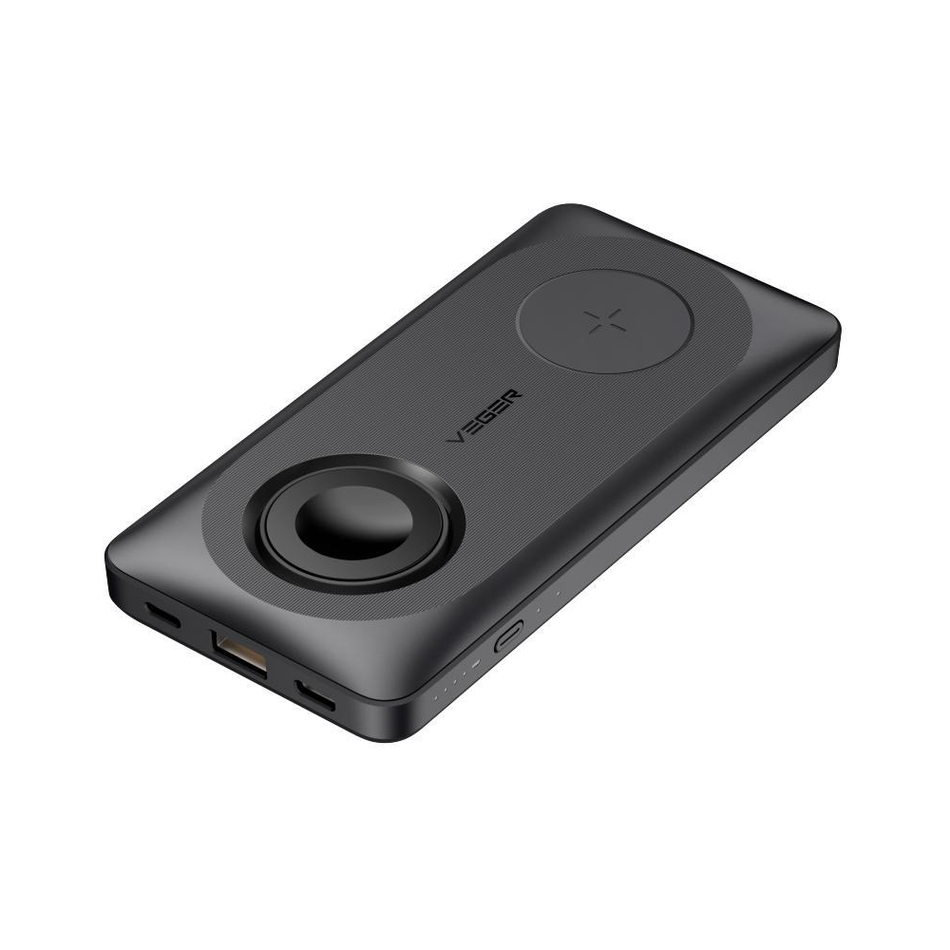 Veger W1156 All In One - MagMulti Wireless MagSafe Power Bank 10000mAh 15W with USB-A Port and USB-C Port Black