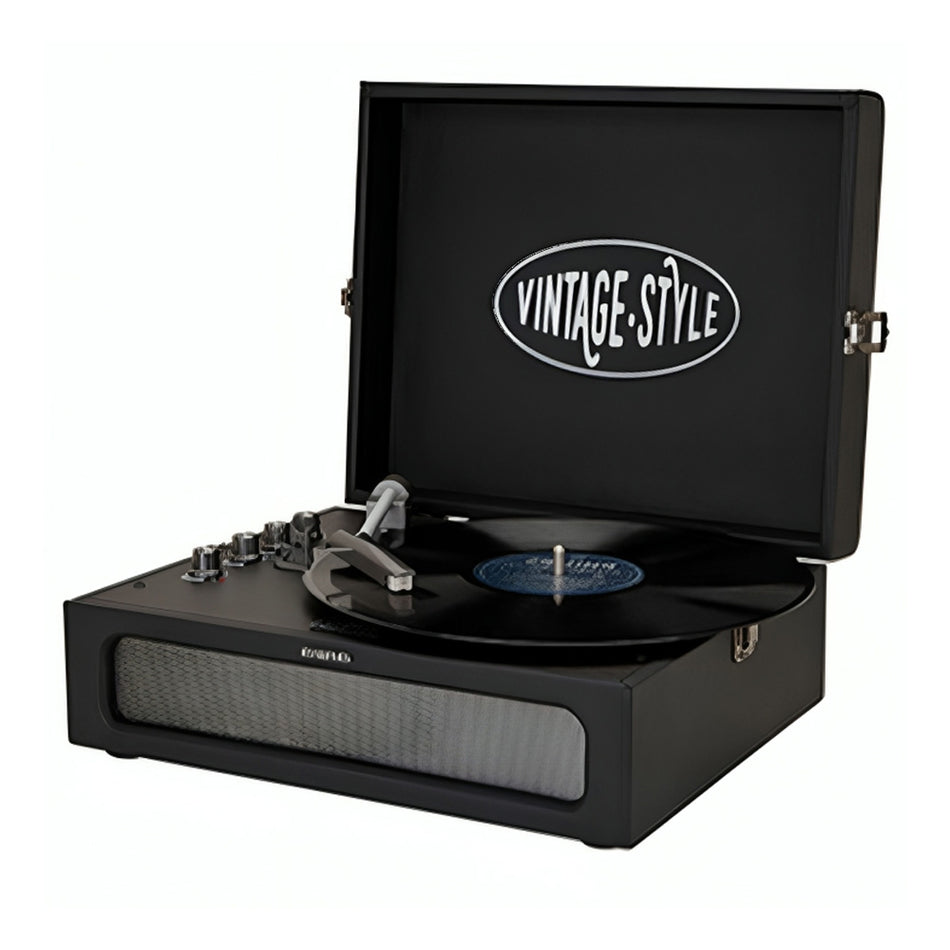 Aiwa Vintage Turntable In Leather Briefcase Black