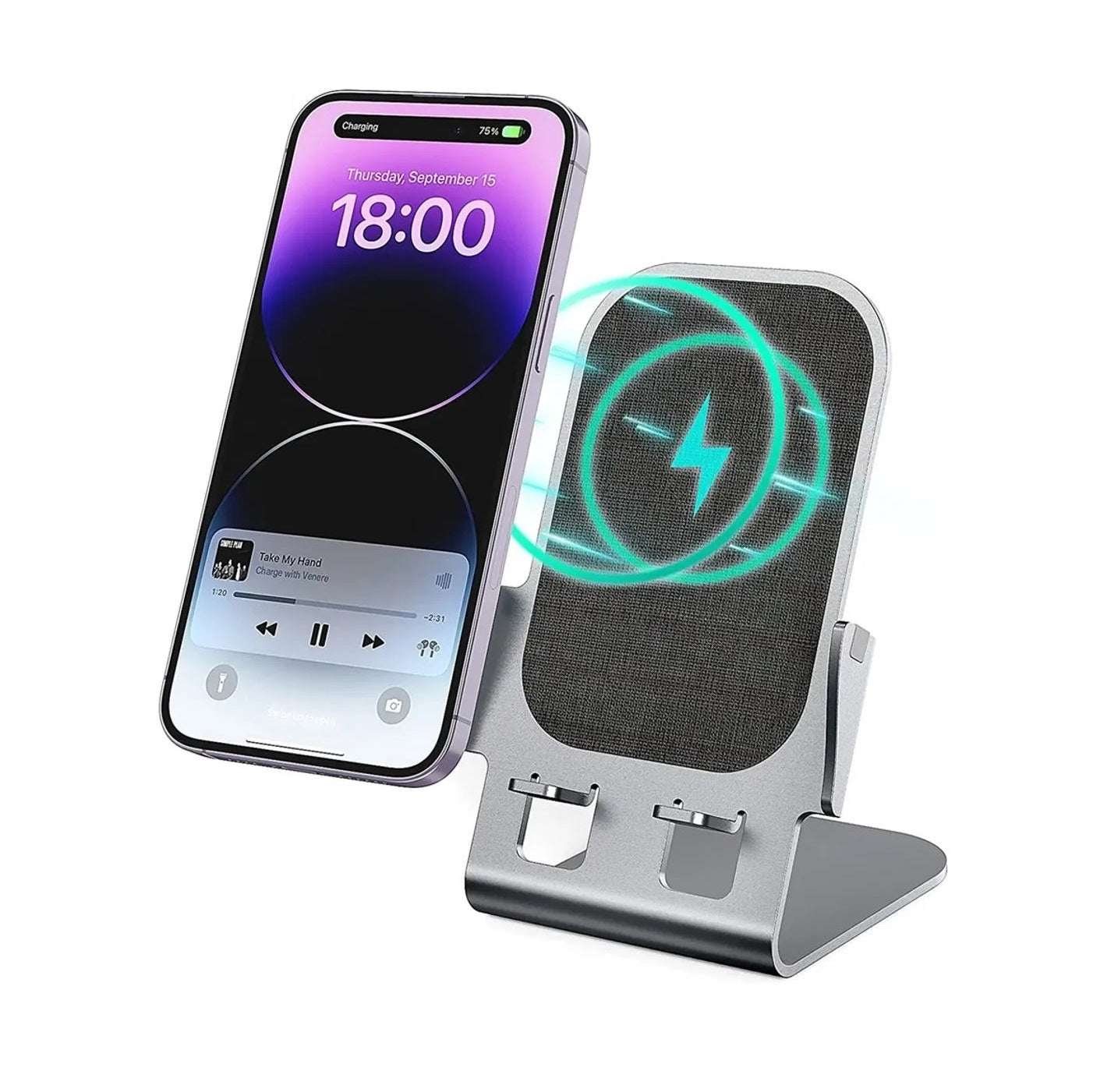 Veger Y53 Βάση Αλουμινίου Ασύρματης Φόρτισης Qi - 15W - Grey