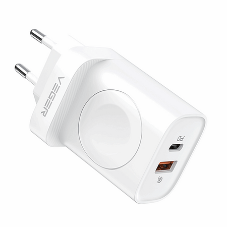 Veger W002E Φορτιστής Χωρίς Καλώδιο με Θύρα USB-A και Θύρα USB-C 20W Power Delivery Λευκός