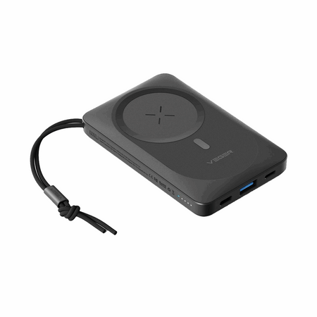 Veger W1151 MagOn Magnetic Wireless MagSafe Power Bank 10000mAh 15W με Θύρα USB-A και Θύρα USB-C Power Delivery / Quick Charge 3.0 Μαύρο