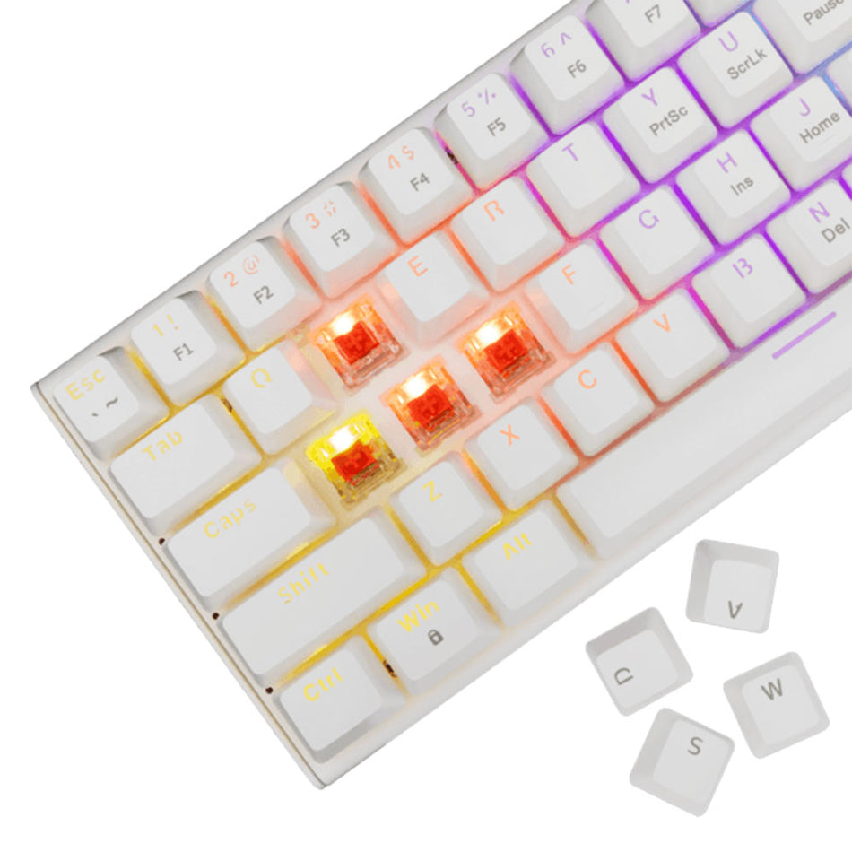 White Shark Mechanical Keyboard Gk 002211 V2 Us Red Switch Wakizashi 2 White