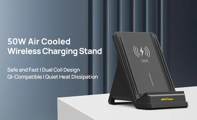 ULEFONE ασύρματος φορτιστής & βάση smartphone WCS01, 50W, μαύρος