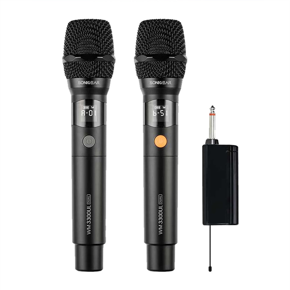 Sonicgear Dual Professional Uhf Wireless Led Microphone Wm 3300 Ul Obsidian