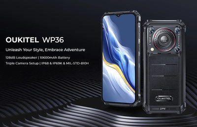 OUKITEL smartphone WP36 με ηχείο 3.5W, 6.52", 8/128GB, 10600mAh, IP68/IP69K, μαύρο