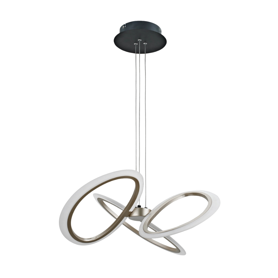 POWERTECH LED φωτιστικό οροφής HLL-0205, 40W, 4000K, Φ53x120cm, οπάλ χρυσό/μαύρο