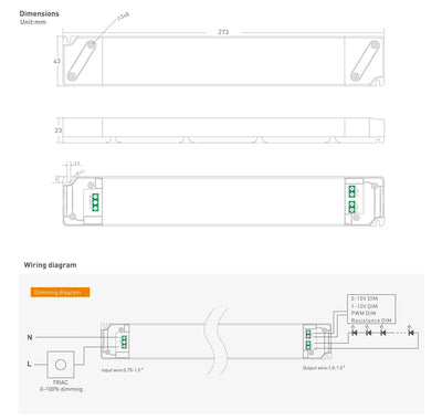 YSD τροφοδοτικό DC 100WUGP-12, 12VDC, 100W, 8.3A, IP20, dimmable