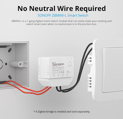 SONOFF smart διακόπτης ZBMINI-L, 1-gang, ZigBee 3.0, λευκός