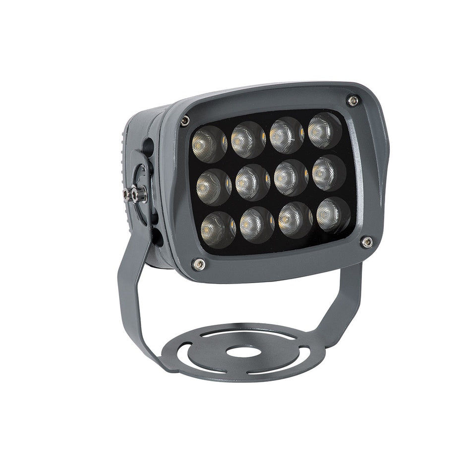 GLOBOSTAR® FLOODXENA 90121 Προβολέας Σποτ Wall Washer LED 12W 1320lm 10° AC 220-240V Αδιάβροχο IP65 Θερμό Λευκό 2700K - Bridgelux SMD Chip - Γκρι Ανθρακί - Μ13.5 x Π11.5 x Υ15cm - 3 Χρόνια Εγγύηση