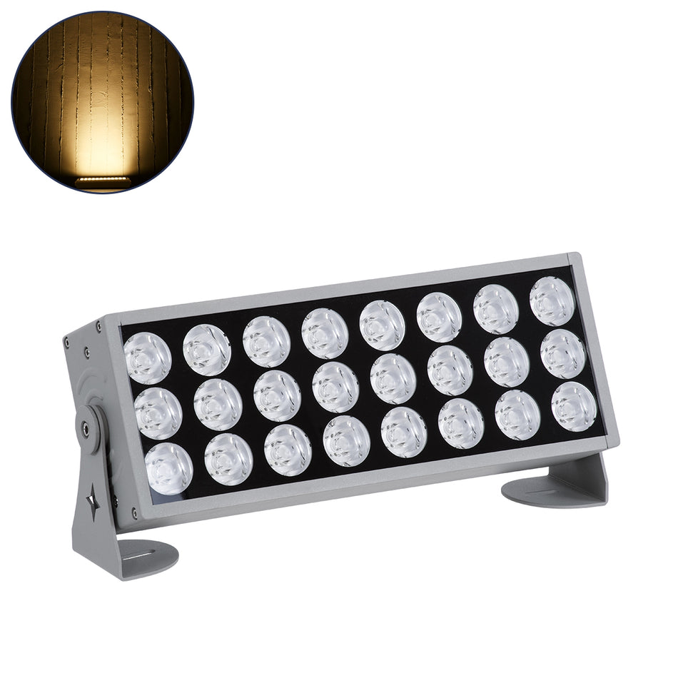 GLOBOSTAR® FLOODZENA 90219 Προβολέας Σποτ Wall Washer LED 60W 5400lm 3° DC 24V Αδιάβροχο IP65 Θερμό Λευκό 2700K Dimmable - CREE XPE Chip - Γκρι Ανθρακί Μ37 x Π9 x Υ26.5cm - 3 Χρόνια Εγγύηση