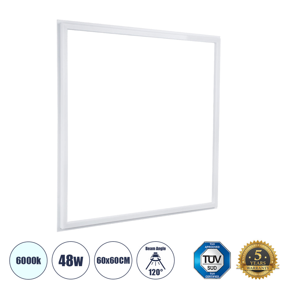 FRAMELIN 60368 Χωνευτό Panel Οροφής 60x60 LED 48W 5760lm 120° CRI≥85Ra UGR<19  IP20 Ψυχρό Λευκό 6000K - Lumileds SMD Chip & TÜV SÜD Driver - Λευκό Γαλακτερό - Μ60 x Π60 x Υ1.5cm / Q56 x 56cm - 5 Χρόνια Εγγύηση