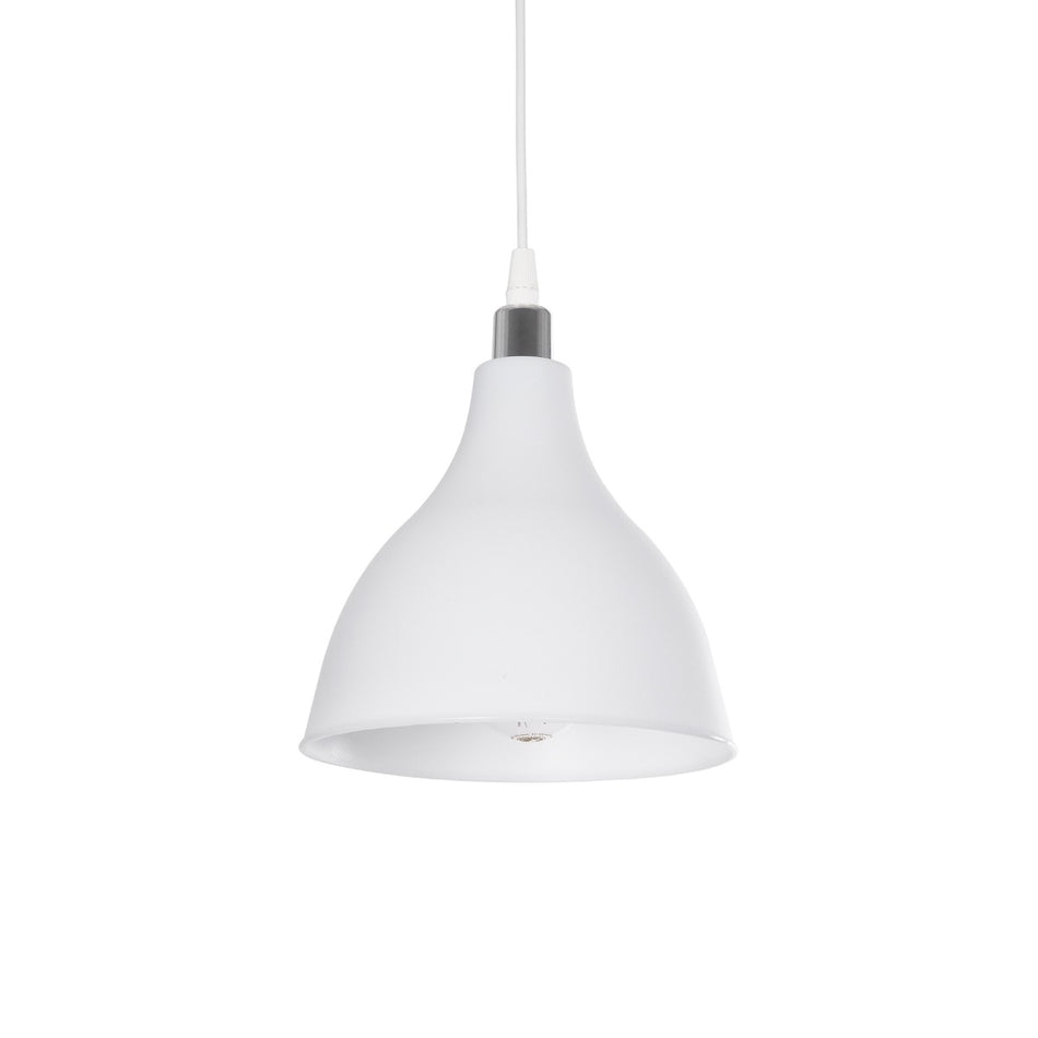 GLOBOSTAR® RADE 203-0126 Μοντέρνο Κρεμαστό Φωτιστικό Οροφής με Ντουί 1 x E27 AC 220-240V IP20 - Λευκό & Ασημί - Μ18.5 x Π18.5 x Υ23cm