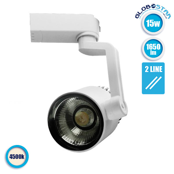 Einphasige Bridgelux COB LED-Schienenstrahlerbeleuchtung 15 W 230 V 1650 lm 24° Naturweiß 4500 K