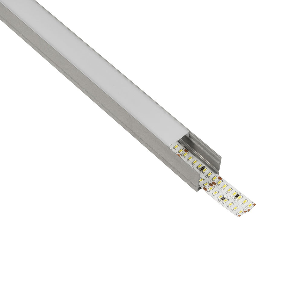 GLOBOSTAR® ALP-LINEAR GLOWTRACK 61798-3M Επιφανειακό Προφίλ Αλουμινίου με Λευκό Γαλακτερό Πατητό Κάλυμμα για Ταινίες LED IP20 - Γκρι Ανθρακί Ματ - Μ300 x Π2 x Υ2cm - Πακέτο 5 Τεμαχίων
