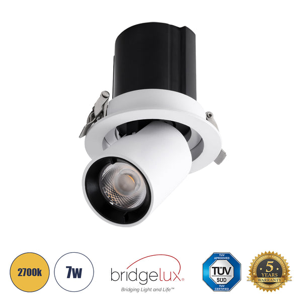 VIRGO-S 60303 Χωνευτό LED Spot Downlight TrimLess Φ9cm 7W 875lm 36° AC 220-240V IP20 - Στρόγγυλο - Λευκό με Μαύρο Κάτοπτρο - Θερμό Λευκό 2700K - Bridgelux COB - 5 Years Warranty