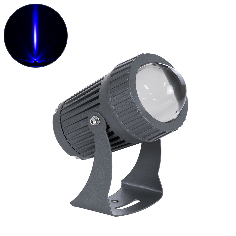 GLOBOSTAR® SPOTFENIA 90136 Αρχιτεκτονικό Σποτ Φωτισμου LED 10W 850lm 5° DC 24V Αδιάβροχο IP65 Μπλε Dimmable - Bridgelux COB Chip - Γκρι Ανθρακί - Μ7 x Π7 x Υ12cm - 3 Χρόνια Εγγύηση