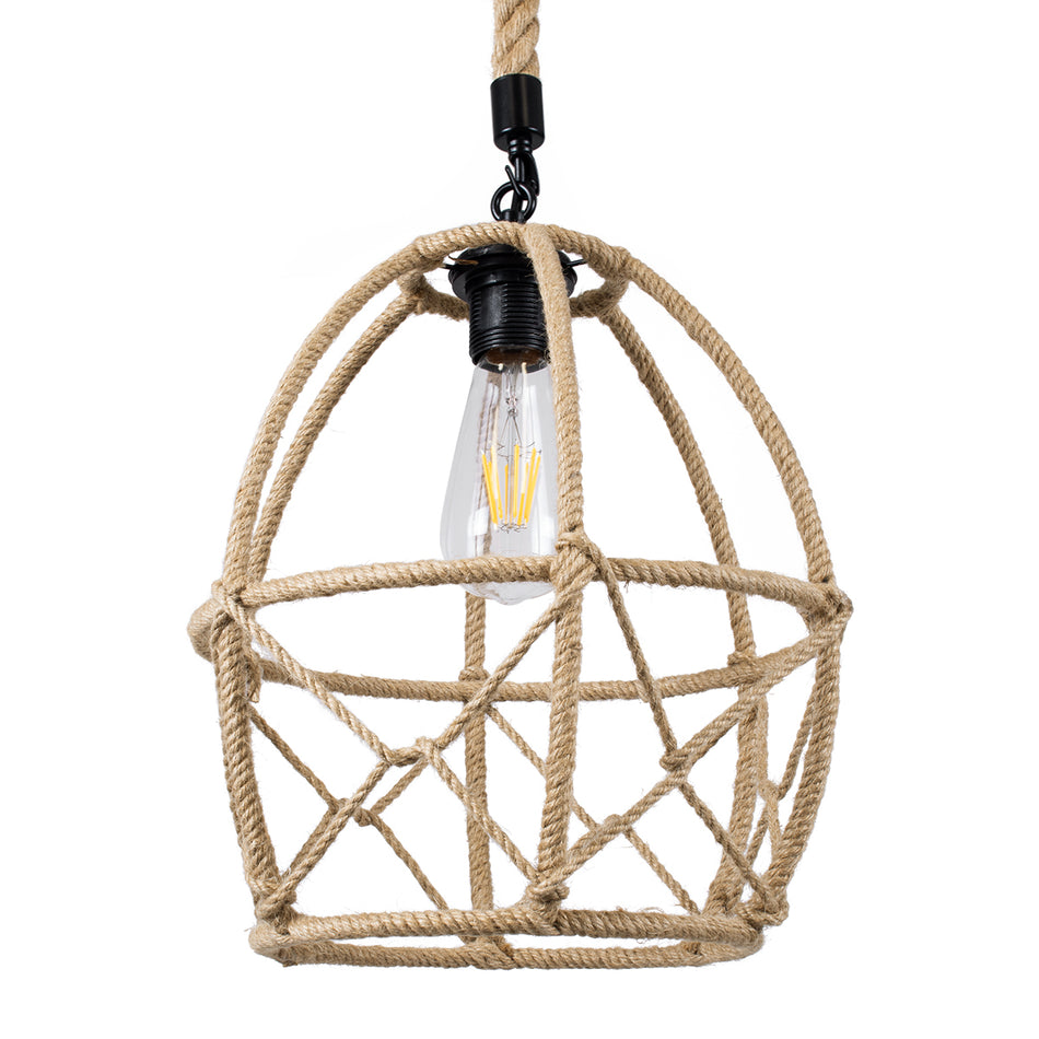 GLOBOSTAR® TELAN 01615 Vintage Κρεμαστό Φωτιστικό Οροφής με Ντουί 1 x E27 AC 220-240V IP20 - Μπεζ - Μ30 x Π30 x Υ38cm