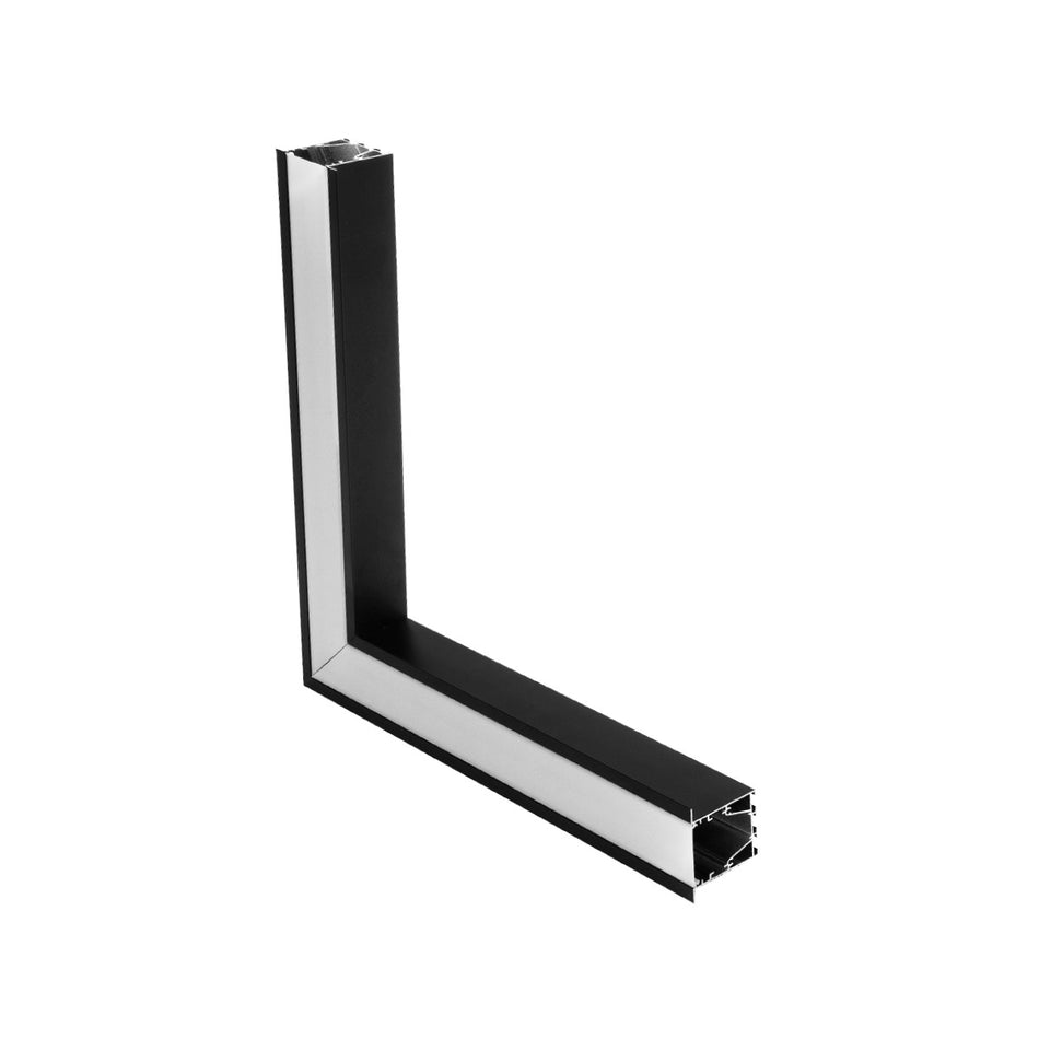 GLOBOSTAR® ALP-CORNER-SIDE90 RECESSA 61789 Χωνευτό Προφίλ Αλουμινίου Γωνία με Λευκό Γαλακτερό Πατητό Κάλυμμα για Ταινίες LED IP20 - Μαύρο Ματ - Μ30 x Π3.5 x Υ4cm