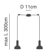 SE21-NM-4-NM2-MS3 ADEPT TUBE Nickel Matt Pendant Black Metal Shade+