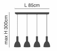 SE21-GM-4-4BL-MS2 ADEPT TUBE Gold Matt Pendant Black Metal Shade+