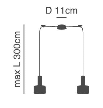 SE21-NM-4-NM2-MS1 ADEPT TUBE Nickel Matt Pendant Black Metal Shade+