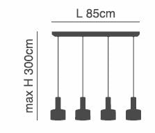 SE21-NM-4-4NM-MS1 ADEPT TUBE Nickel Matt Pendant Black Metal Shade+