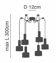 SE21-GM-4-BL6-MS2 ADEPT TUBE Gold Matt Pendant Black Metal Shade+
