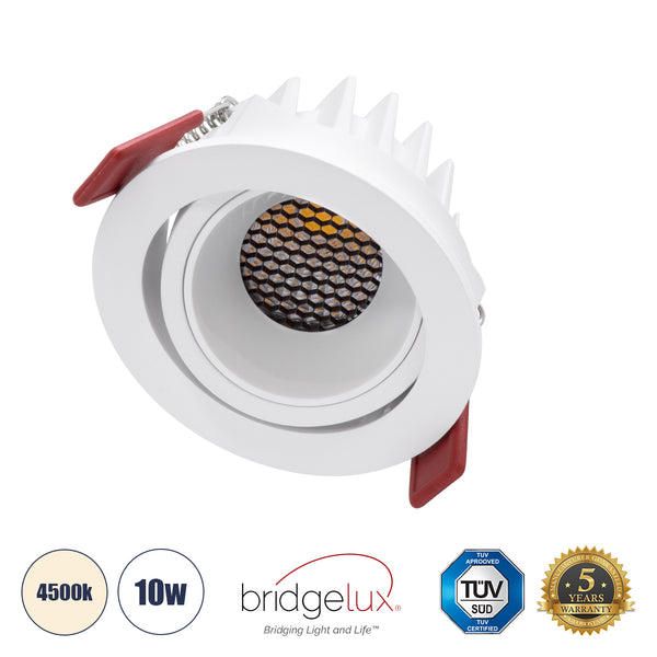 LEO-R 60284 Χωνευτό LED Spot Downlight TrimLess Φ8.5cm 10W 1300lm 38° AC 220-240V IP20 Anti-Glare HoneyComb - Φυσικό Λευκό 4500K - Bridgelux COB - 5 Years Warranty