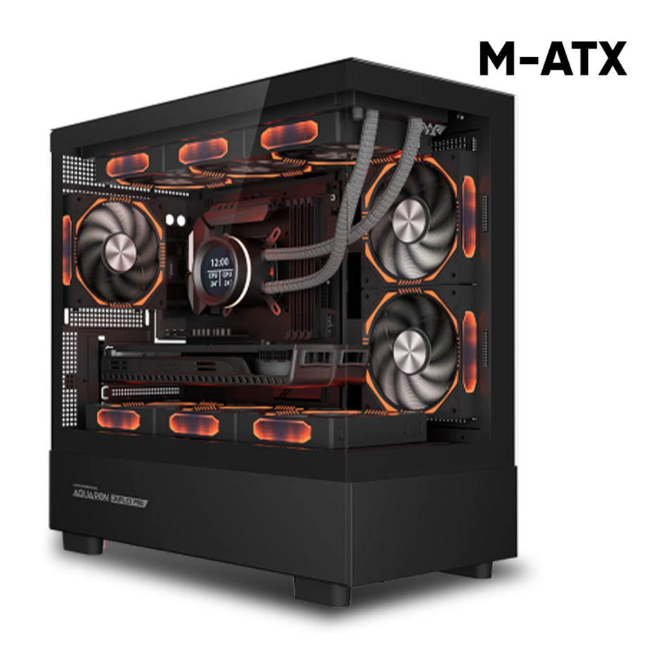 ARMAGGEDDON RGB M-ATX DUAL CHAMBER GAMING CASE AQUARON DUPLEX PRO BLACK