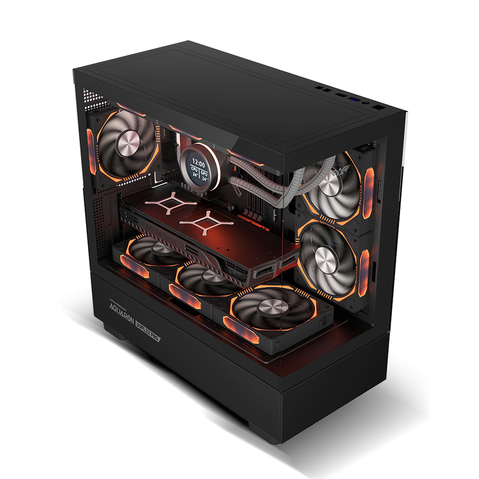 ARMAGGEDDON RGB M-ATX DUAL CHAMBER GAMING CASE AQUARON DUPLEX PRO BLACK