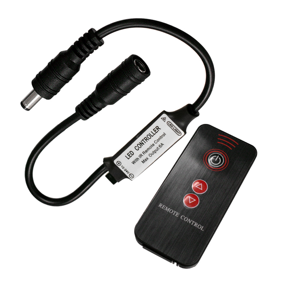 GLOBOSTAR® DIMMEROLI 73321 Σετ Dimmer με IR Ασύρματο Χειριστήριο με 1 x 6A 144W Κανάλι DC 12-24V 6A 144W Max IP20 - IR - Μ25 x Π1.3 x Υ0.5cm - 2 Χρόνια Εγγύηση